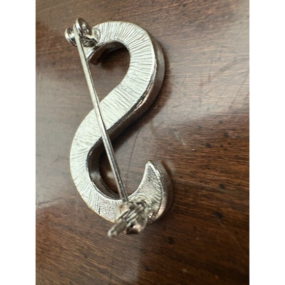 Rhinestone Embellished “S” Initial Brooch Pin Black Fashion Gift Name - Picture 8 of 8